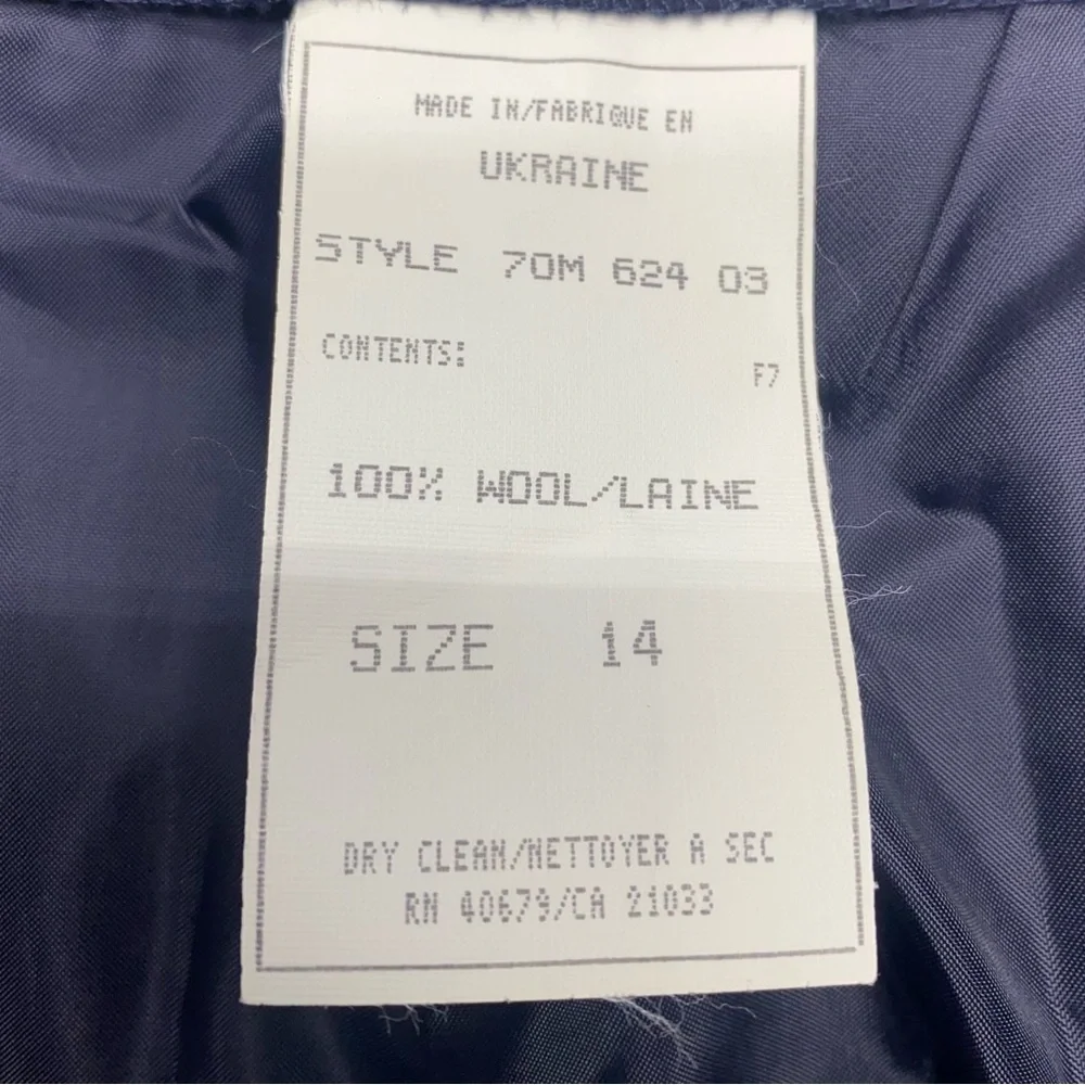 Harve Benard Women’s Navy Blue Wool Pants 14 Lined Side Zip/Button Closure NWT - Picture 14 of 14